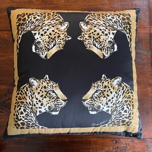 NWT DOLCE & GABBANA Casa Leopard Print Duchesse Cotton Throw Pillow Cushion